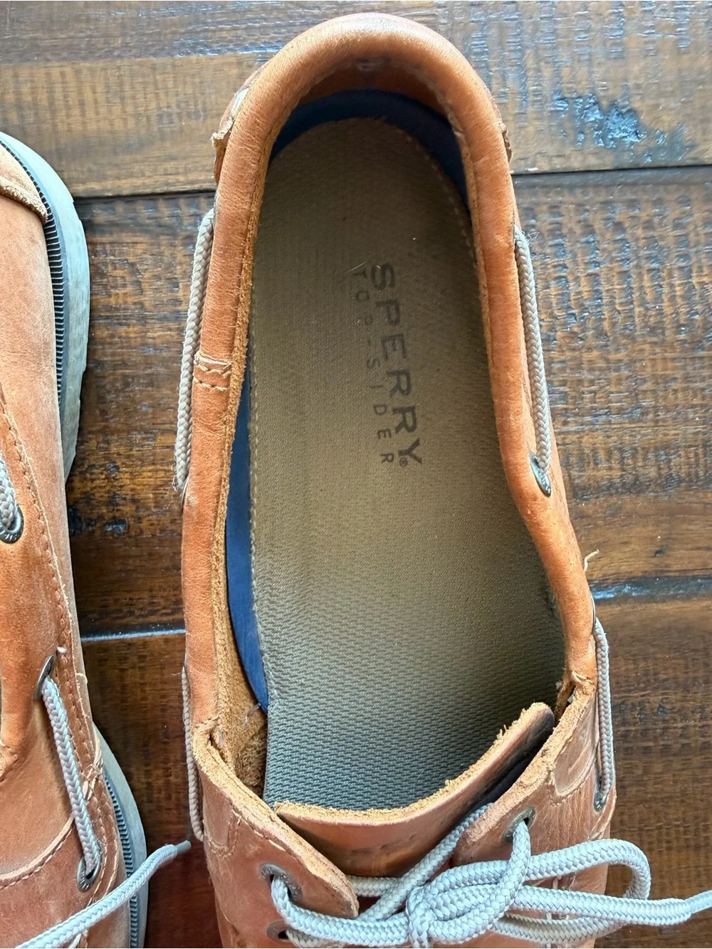 Sperry Men's Leather Moc Toe Boat Shoes in Cognac Brown